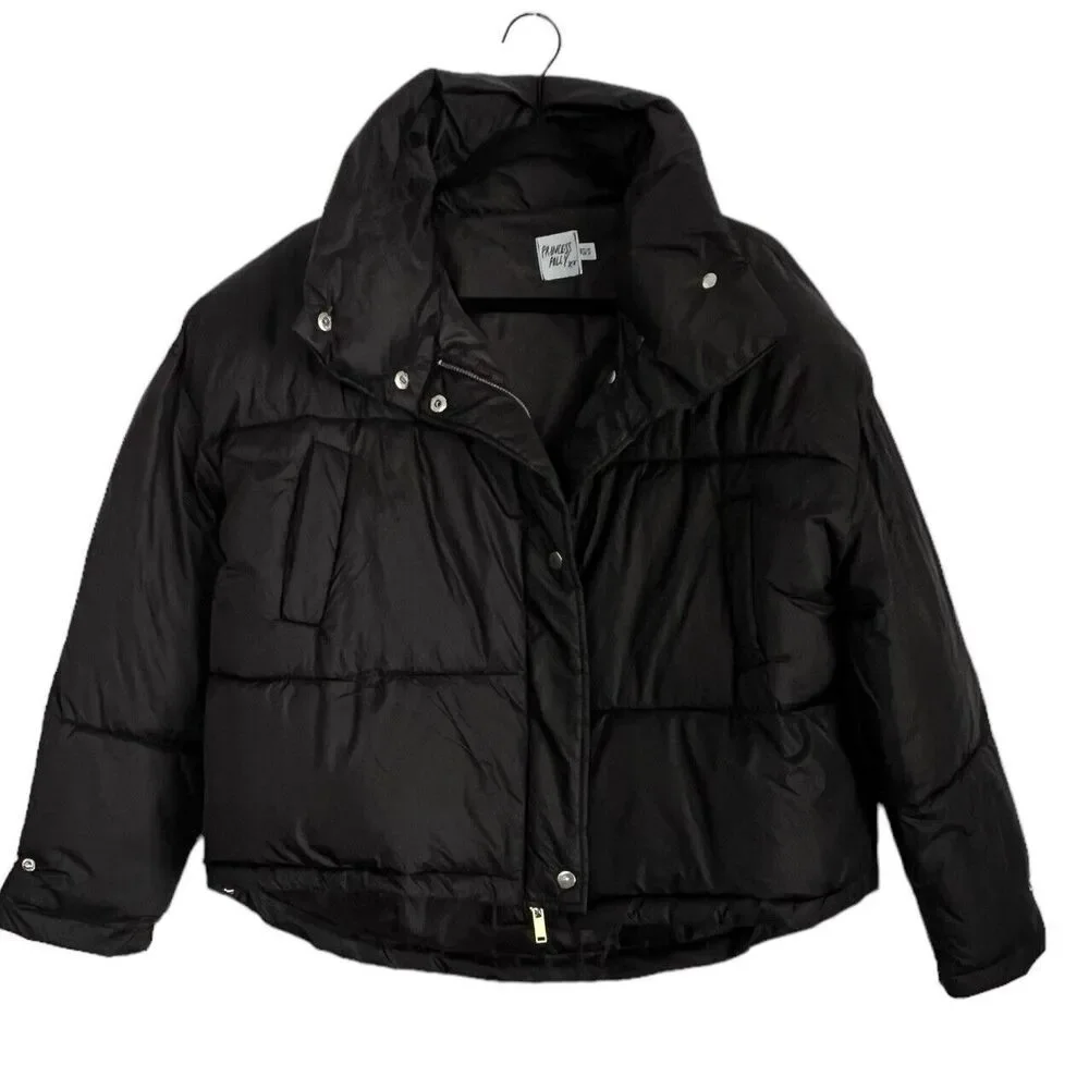Princess Polly Jacket XS/S Bomber Black Oversize Grunge Goth Silver Zipper - Picture 1 of 8